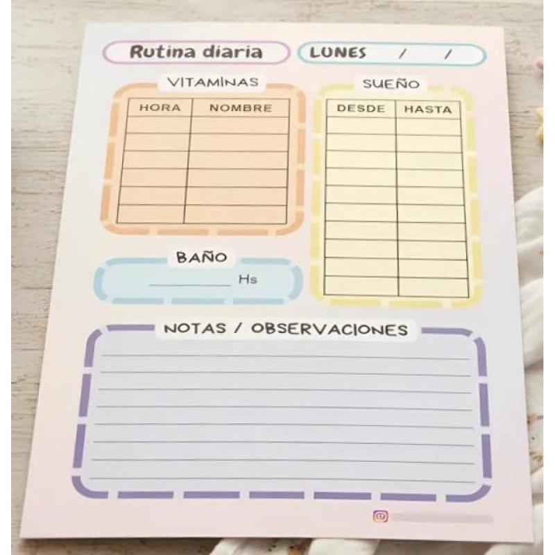 Diario de Rutinas del Bebé - Pdf Imprimible A4 - 4