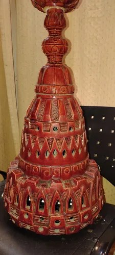 Antigua Lampara De Pie Ceramica Chilena De 1,40 Metros. Rosa Terracota