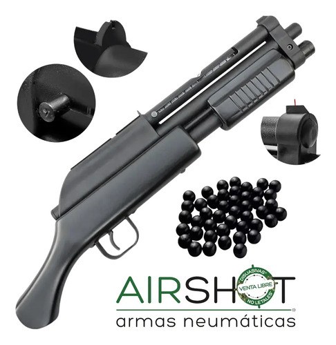 Escopeta Disuasiva® D550 By Airshot® Postas De Goma Defensa Negro 17.5 Mm