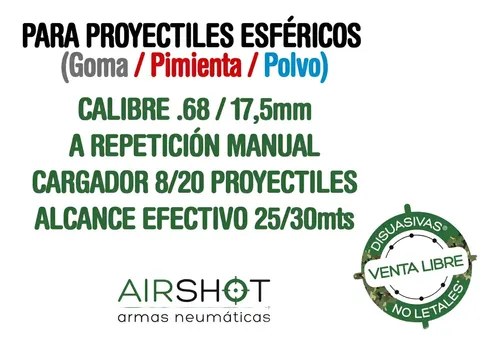 Escopeta Disuasiva® D550 By Airshot® Postas De Goma Defensa Negro 17.5 Mm - 6