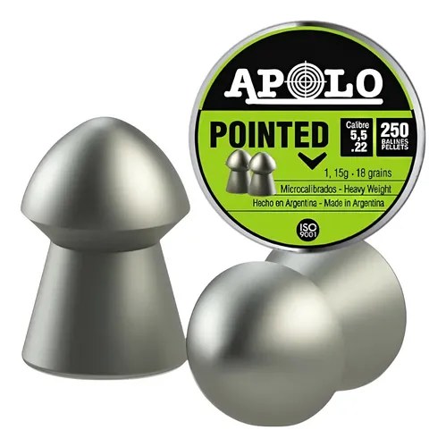 Balines 5.5 Mm 18 Grains Apolo Pointed Diábolo Lata X 250