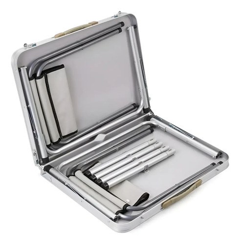 Mesa Plegable Aluminio Camping C/4 Banquitos Modelo Full Blanco - 4