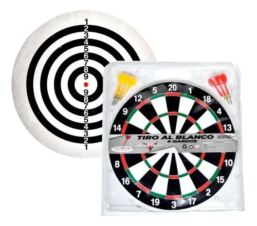 Juego Tiro Al Blanco 36 Cm Reversible Con 6 Dardos Albatros Rayas