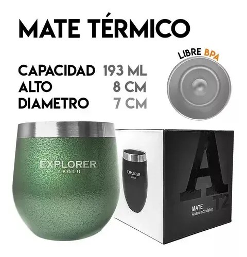 Mate Térmico Explorer Apolo Acero Inoxidable Verde 193 Ml Verde Oscuro T2 - 2