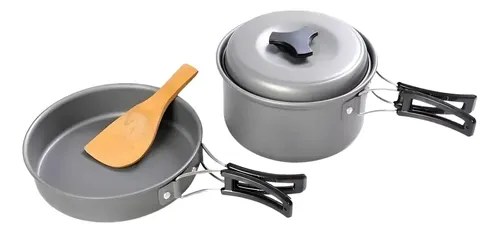 Marmita Camping Aluminio Teflonado Funda Olla Tap 2 Personas Gris Oscuro - 2