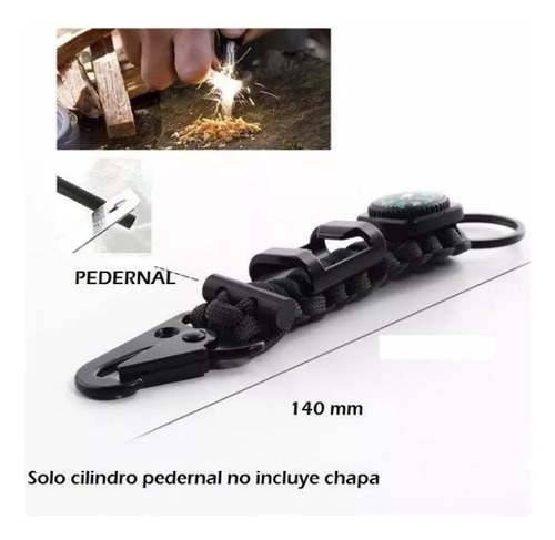 Llavero Tactico Supervivencia Paracord Pedernal Brujula - 2