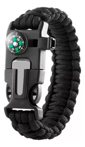 Pulsera Paracord Multiuso Supervivencia Rbn Tactical Negro Negro Único