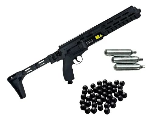 Revolver Umarex T4e Tr50 + Postas De Goma .50 + Kit Carabina Negro 1270 Mm