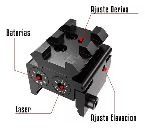 Mira Laser Punto Tactica Rifle Pistola Riel Picatinny Rojo Negro - 3