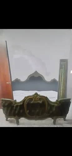 Cama 2 Plazas Luis Xv Dorado A La Hoja Craquelado Circa 1950 - 10