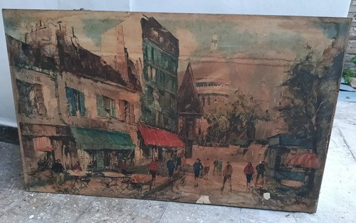 Cuadro Clásico Vintage Montmartre De París Marrón Marrón Claro