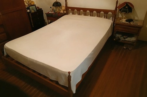 Cama 2 Plazas Matrimonial Antigua De Madera Marrón 130x200 Marrón Antiguo Clásico