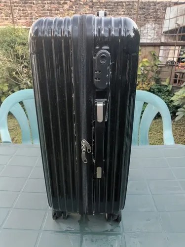 Valija Para Viaje Mediana Con Zipperlock De 4 Ruedas Negro Rayas - 4