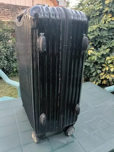 Valija Para Viaje Mediana Con Zipperlock De 4 Ruedas Negro Rayas - 5