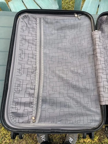 Valija Para Viaje Mediana Con Zipperlock De 4 Ruedas Negro Rayas - 7