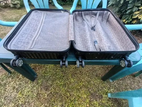 Valija Para Viaje Mediana Con Zipperlock De 4 Ruedas Negro Rayas - 8