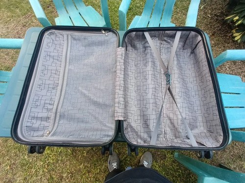 Valija Para Viaje Mediana Con Zipperlock De 4 Ruedas Negro Rayas - 9