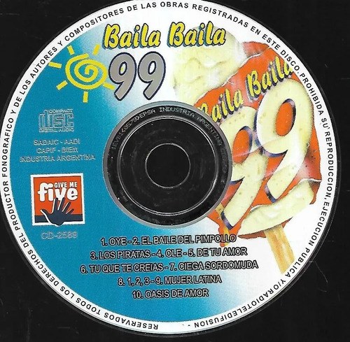 Cd Baila Baila 99 Sello Give Me Five, Blancarena Album Estándar - 2