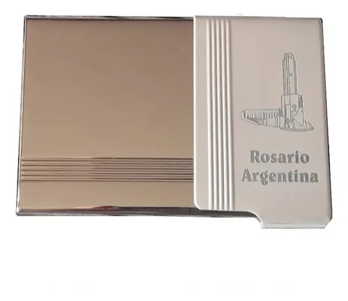 Tarjetero Rosarino De Metal Cromado Brillante Muy Elegante Plateado