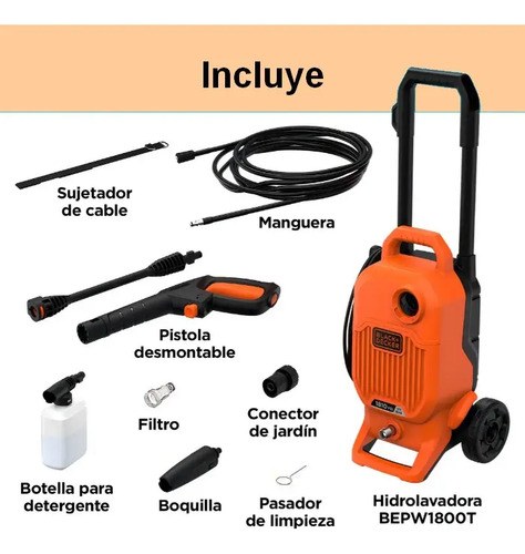 Hidrolavadora Black + Decker Bepw1800t-ar 125 Bar Psi 1700 W Naranja 50 Hz/60 Hz - 7