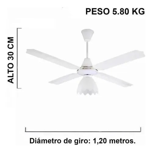 Ventilador Techo Axel De 4 Palas - 5 Velocidades 1.2 Cm Blanco Metal 4 - 2
