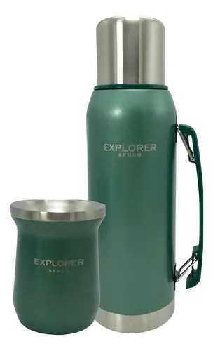 Mate Térmico 273 Ml + Termo 1 L Acero Inoxidable Verde Apolo Verde