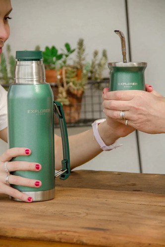 Mate Térmico 273 Ml + Termo 1 L Acero Inoxidable Verde Apolo Verde - 3