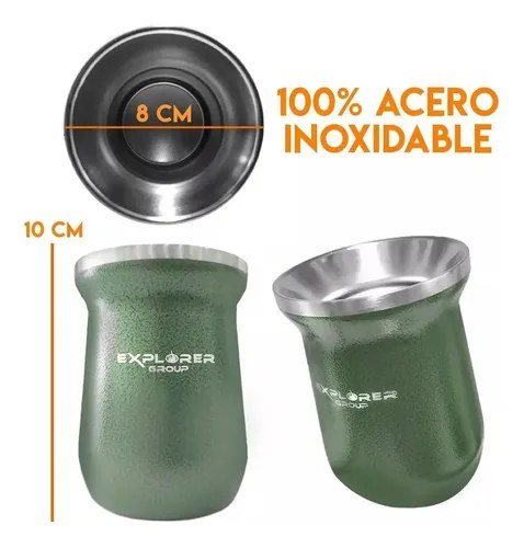 Mate Térmico 273 Ml + Termo 1 L Acero Inoxidable Verde Apolo Verde - 4