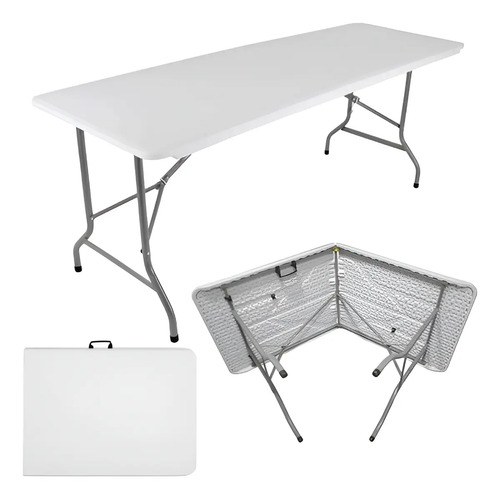 Mesa Plegable Valija Camping Exterior Reforzada 1.50x70m Blanco