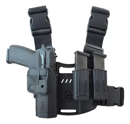 Kit Táctico Boer Negro Con Muslera, Funda Bersa Y Porta Cargador