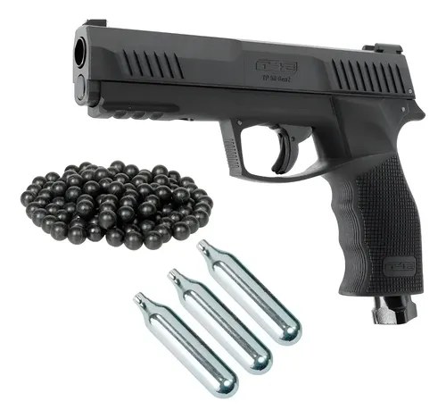 Kit Pistola Disuasiva Umarex T4e Tp 50 + Co2 + Proyectiles Negro 1270 Mm