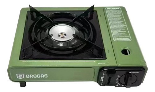 Anafe Portátil Brogas A Gas Butano Verde Con Maletín Para Camping - 4