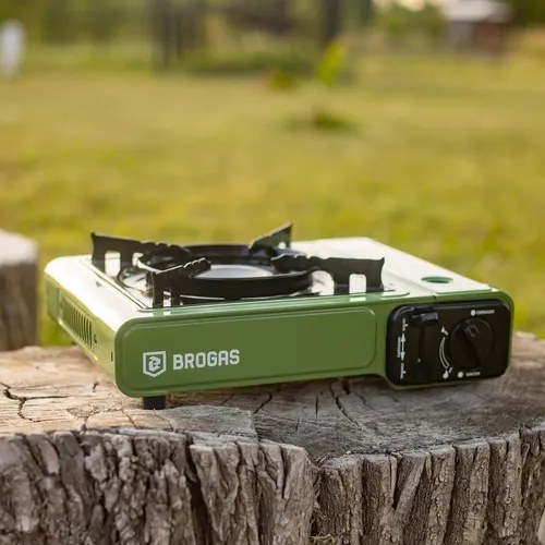 Anafe Portátil Brogas A Gas Butano Verde Con Maletín Para Camping - 5