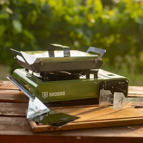 Anafe Portátil Brogas A Gas Butano Verde Con Maletín Para Camping - 7