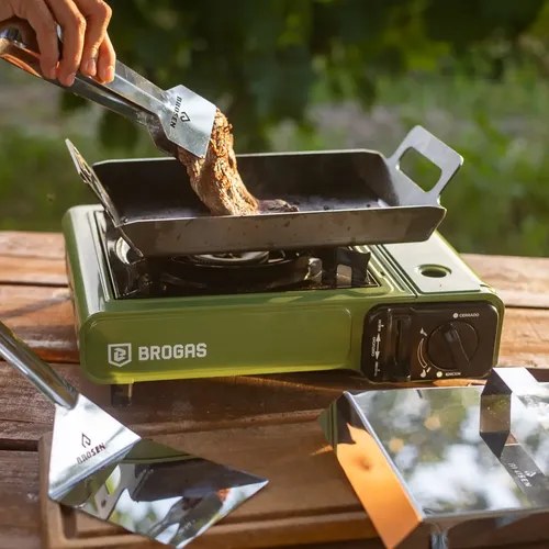 Anafe Portátil Brogas A Gas Butano Verde Con Maletín Para Camping - 8
