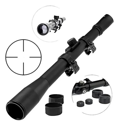 Mira Telescópica Apolo 4x20 Con Anillas Rifle Aire Pcp Co2 - 7