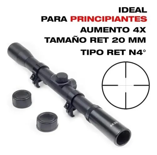 Mira Telescópica Apolo 4x20 Con Anillas Rifle Aire Pcp Co2 - 8