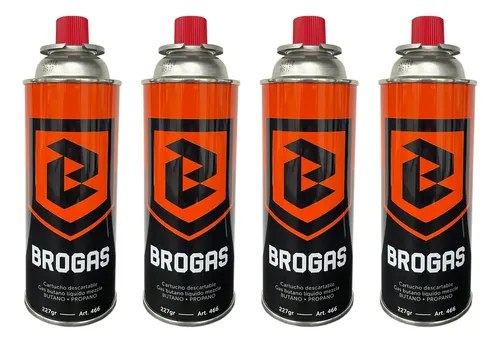 Pack 4 Cartucho Gas Butano Brogas 466-1 227gr Anafe Camping Pesca