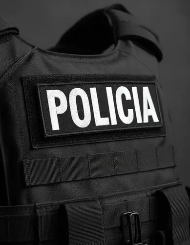 Parche Juego Palabra Policia Abrojos Chalecos De Transporte Negro - 4