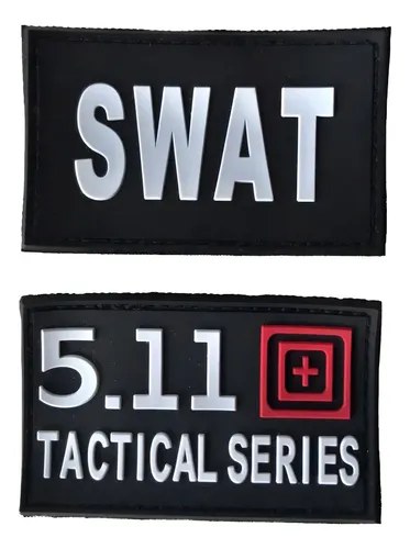 Juego De Parches Tácticos De Goma Con Velcro 4,8cm X 8cm Negro Estampado