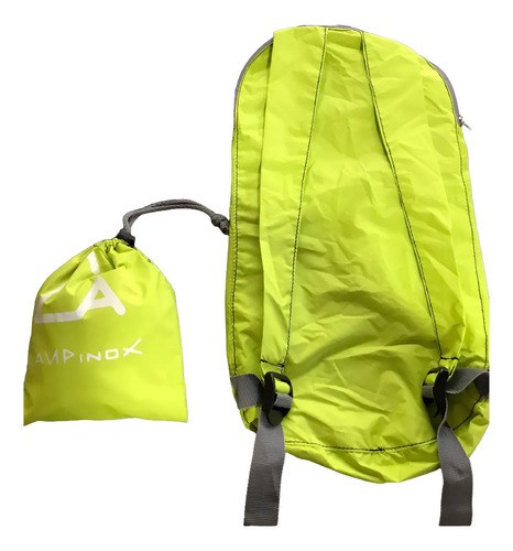 Mochila Plegable Pocket De Viaje 15 Litros Verde Flúor Liso - 3
