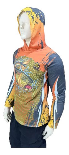 Remera Mto Dorado Naranja Secado Rápido Capucha Filtro Uv - 3