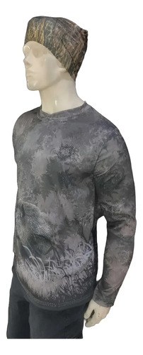 Remera Mto Jabali Gris Secado Rápido Capucha Filtro Uv Jabali Gris L - 2