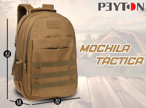 Mochila De Viaje Tipo Tactica Peyton Acolchada Sistema Molle - 3