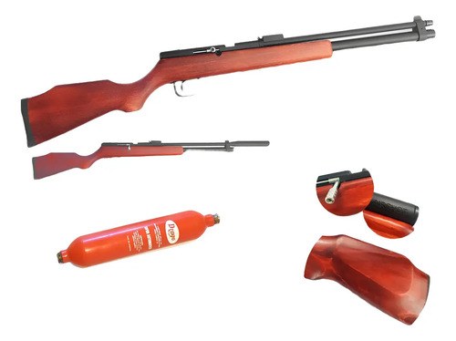 Rifle Co2 A Cerrojo® Cal. 5.5 Mm Culata Madera Airshot® Kit Negro/madera 5.5 Mm