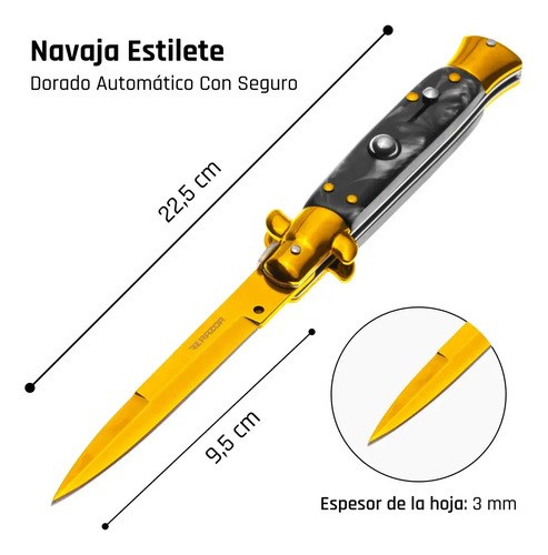 Navaja Estilete Automático Cuchillo Con Seguro Razor Premium - 2
