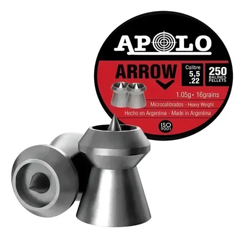 Balines Apolo Arrow 5.5 (.22) 16 Grains X 250 - Punta Hueca