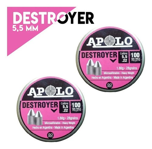 Balines Apolo Destroyer Point 5.5mm (.22) 28 Grains X 300 - 2