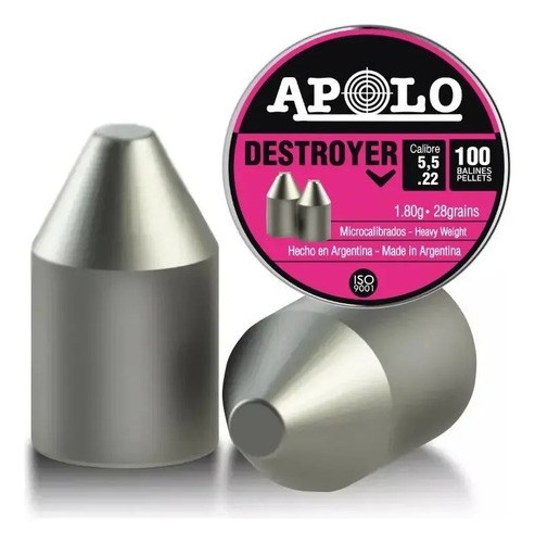 Balines Apolo Destroyer Point 5.5mm (.22) 28 Grains X 300 - 3