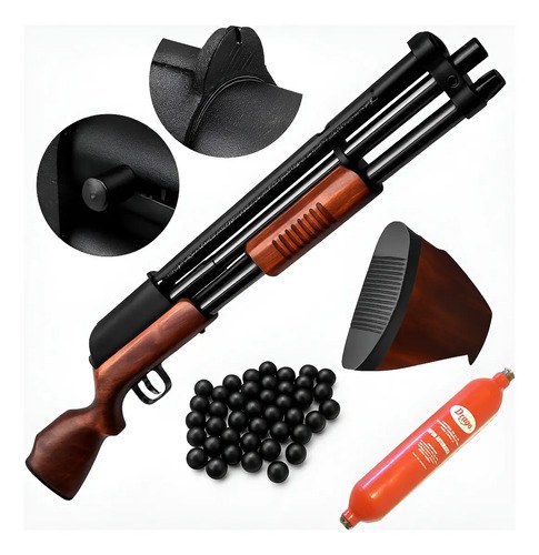 Escopeta Disuasiva Airshot D940m Postas De Goma No Letal Kit Marrón 17.5 Mm